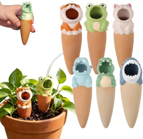6Pcs Terracotta Animal Self Watering Spikes Indoor Outdoor Potted Plants，18 by Unknown