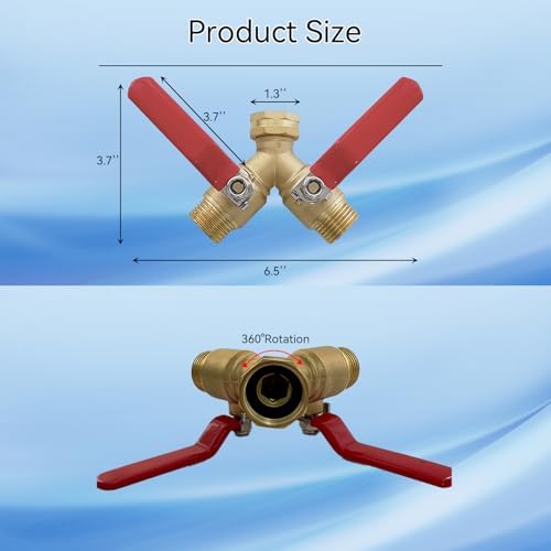 2-way brass garden hose separator, Y-valve hose separator, stainless steel long handle, 3/4 "light thread Y-valve - Image 3