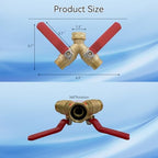 2-way brass garden hose separator, Y-valve hose separator, stainless steel long handle, 3/4 "light thread Y-valve - Image 3