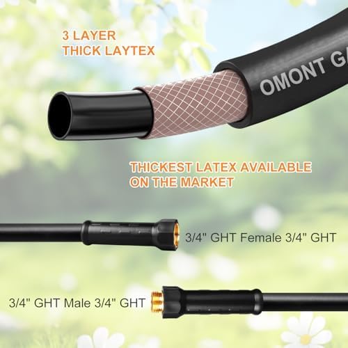 Garden Hose 100FT 5/8", Water Hose with Nozzle, Heavy Duty Flexible Puncture Outdoor Hose for Yard and RV, 100ft Male to Female Fittings, Burst 600 PSI - Image 4
