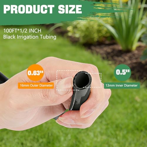 1/2 Inch Drip Irrigation Tubing 100FT Flexible Garden Water Hose Supply - Image 2