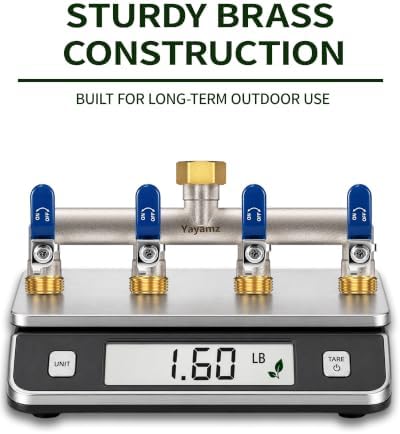 4-Way Garden Hose Splitter, Heavy-Duty Brass, 3/4" GHT, Blue - Image 5