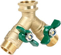 STYDDI Garden Hose Splitter Full Flow, Brass Heavy Duty Hose Splitter 2-Way High Flow, All Metal Hose Y Splitter with Shutoff, Outdoor Faucet Splitter Hose Connector, Water Hose Y Valve Tap Adapter by STYDDI
