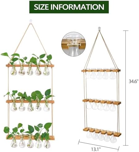 XXXFLOWER Wall Hanging Propagation Station with Wooden Stand 5 Bulb Vase 3 Tiers Planters+ 2Pcs Watering Can,Small Squeeze Bottles for Liquids,Succulent Watering Bottle with Bend Mouth,250 ML - Image 3