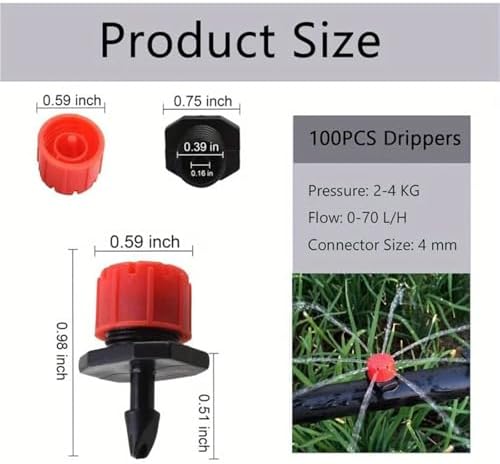 Drip Irrigation Emitters 600pcs 1/4 Inch Adjustable Drip Irrigation Sprinklers Anti-Clogging 4/7mm Emitter Drippers - Image 2