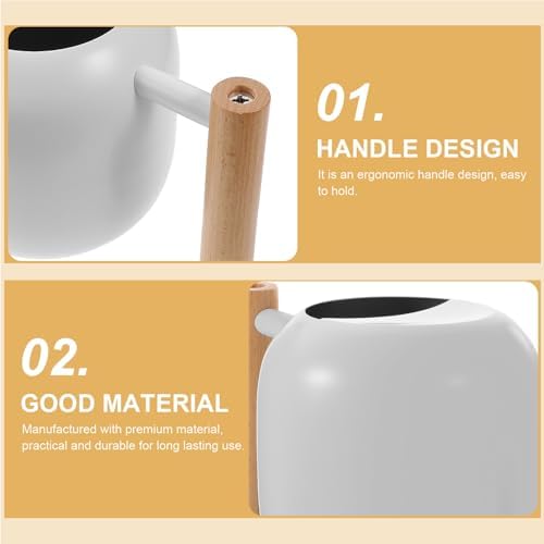 Stainless Steel Watering Can 1200ml with Wood Handle Vintage - Image 4