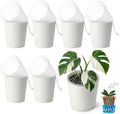 6 inch self Watering Pot with Clear Nursery Pot Inside,White,6 Pack by TineDew