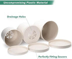 D'vine Dev 3-Pack Plastic Pots & Saucers, 10/12/14 in, Oatmeal, 74-V-H-6 - Image 4