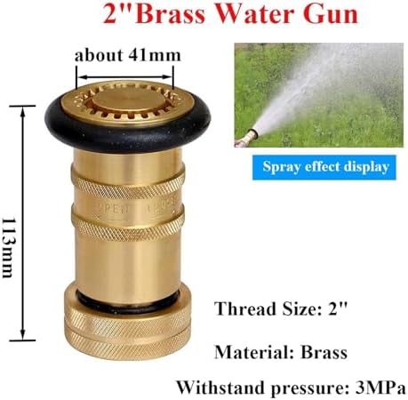 1-2" Heavy Duty Brass Fire Hose Nozzle – 1" Female NH/NST Thread, Adjustable Fog/Jet Spray for Firefighting & Gardening(2 inches) - Image 2