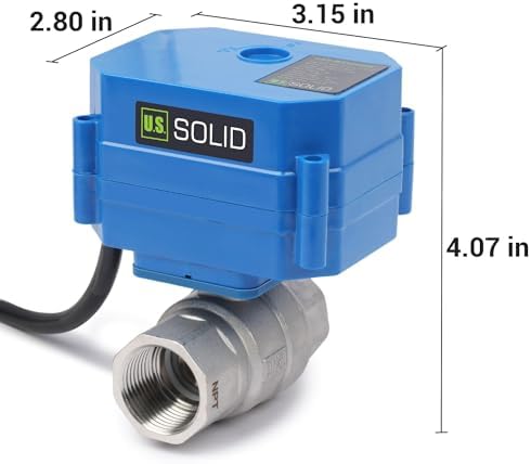 U.S. Solid 3/4" Motorized Ball Valve with US Plug 110VAC NSF Certified 304SS Electrical Ball Valve,Auto Return, Normally Closed (Pack of 12) - Image 5