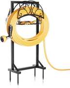 Garden Hose Holder with Storage Basket and Tool Hooks, Heavy-Duty Metal Hose Hanger Garden Hose Storage Holds 151Ft Hose, Rustproof Freestanding Water Hose Holder for Outside, Yard, Lawn by GAVISCITY