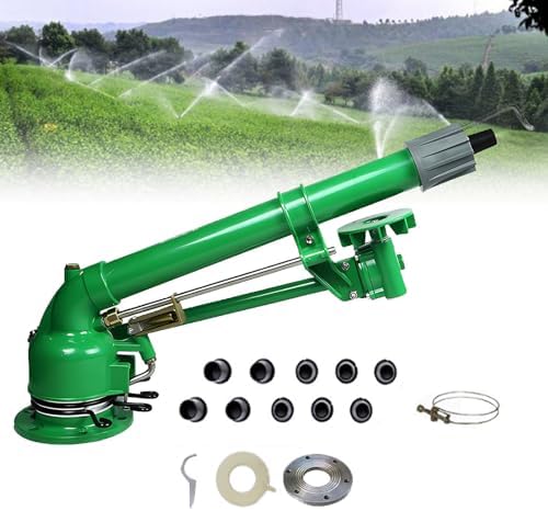 Farm Irrigation Sprinkler, 2" Farm Irrigation Spray Gun, 360° Rotary Large Area Watering Spray, Flange Connection, for Farmland, Farm, Industrial Dust Removal by URJWAN