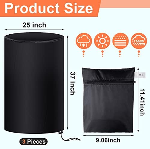Amylove 55 Gallon Drum Cover, Rain Water Storage Barrel Cover, Black, 3 Pcs - Image 2