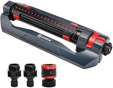 Eden 94094 Turbo Oscillating Sprinkler, Covers Up to 4,000 sq. ft., 18 Precision Nozzles, Adjustable Range and Width, Flow Control, Weighted Base, Quick Connect Starter Set, (Pack of 12) by EDEN