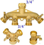 Garden Hose Splitter 3/4 Inch 2/4-Way Brass Garden Hose Splitter Tap Y-Type Watering Connector Distributor for Outdoor Faucet(Y-type-EU) - Image 5