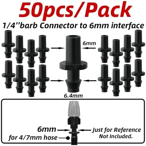50pcs Garden Tee Connector 4/7mm 1/4'' Hose Pipe Water Tubing Barb Fitting Drip Irrigation Adapter Coupling Repair(G-50PCS) - Image 2