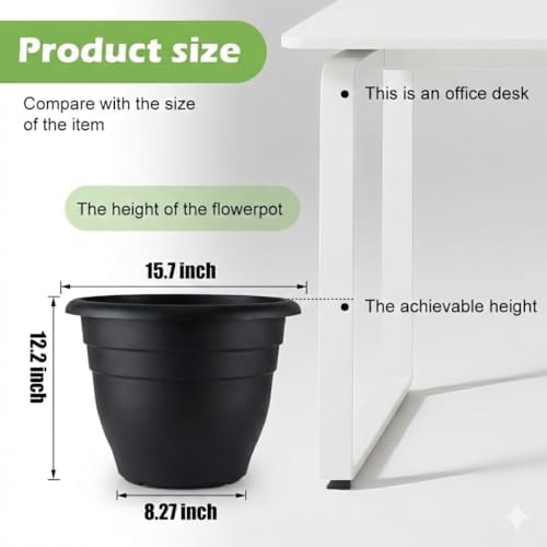 6 Pack 16 Inch Large Plant Pots, Plastic Planters for Outdoor Plants - Image 2