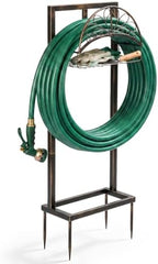 Bronze Garden Hose Holder Stand, Heavy Duty Freestanding Steel Water Hose Storage Rack with 4 Anchor Spikes and Storage Basket Waterproof Stable Organizer for Yard Lawn Garden Farm Outdoor Spaces by Unknown