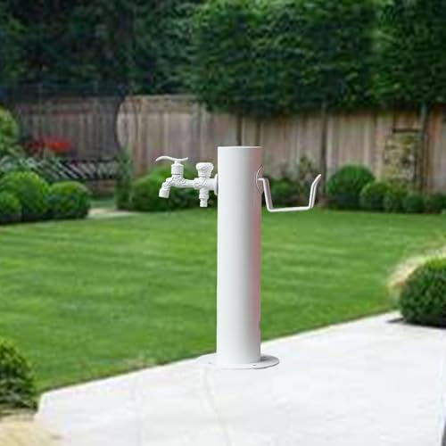 White 304 Stainless Steel Vertical Garden Water Column Garden Hose Holder Freestanding with Faucet Outdoor Garden Water Column Faucet Water Hydrant Fountain for Backyard, Lawns, Restrooms.(50cm/19.7in by Pllrbvshs