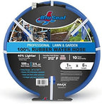 BluSeal Hot/Cold Water Rubber Garden Hose, 100% Rubber, Ultra-Light, Super Strong, 500 PSI, 50F to 190F Degrees, High Strength Polyester Braided (1" x 6') by RMX+BluSeal