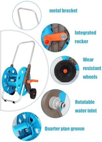 Garden Hose Reel Cart with 9-Pattern Metal Spray Nozzle, Brass Connectors, and Stable Steel Frame, 10m - Image 7