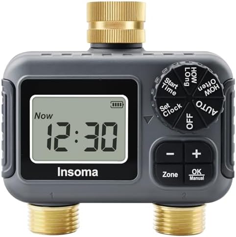 Insoma 2-Zone Water Hose Timer Brass Inlet/Outlet, Sprinkler Timer by Insoma