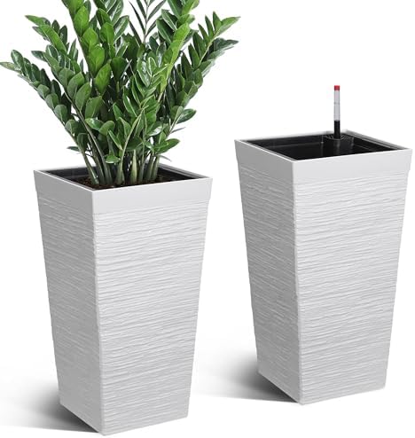 Tall Outdoor Planters Set of 2, 22.5'' Planters for Outdoor Plants by STMHOM