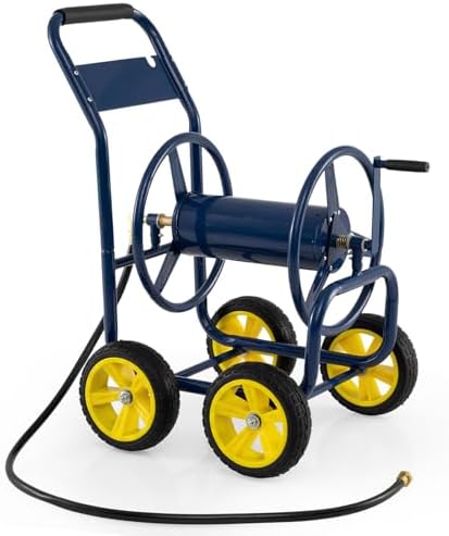 Goplus Garden Hose Reel Cart, 330ft 5/8" or 400ft 1/2" Large Capacity, Heavy-Duty Metal Hose Cart w/4 Wheels, Portable Water Hose Organizer for Outdoor Yard Planting Lawn by Goplus