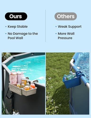 SUMMERBUDDY 2 Sets Upgrade Poolside Storage Basket, Above Ground Pool Storage Basket with Pool Cup Holder, For Steel Round or Oval Frame Above Ground Pools, Fits 3 Inch or Less Top Rail - Image 5
