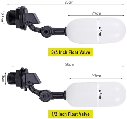 Water Float Valve 4pcs Plastic Water Float Ball Valve 1/2 3/4 Inch Automatic Shut Off for Fish Tank Aquarium Humidifier - Image 3