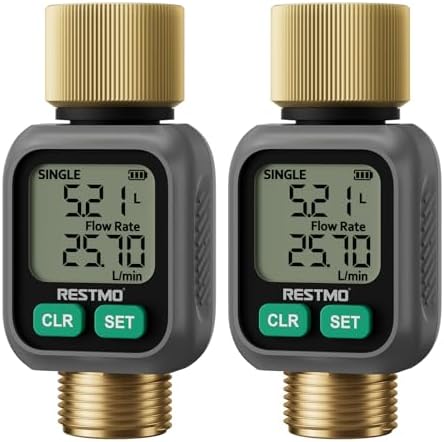 RESTMO Water Flow Meter with Dual Zone Display Screen, Brass Water Meter by Restmo