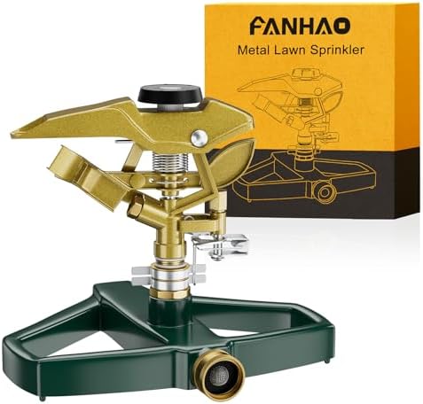 FANHAO 100% Metal Impact Lawn Sprinkler for Yard, Covers Up to 5800 sq. Ft by FANHAO