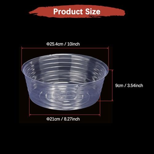 10IN Plant Pot Saucer [10PCS] - Round Deepened Flower Drip Tray Use for Indoor Outdoor Garden Potted Plants - [Clear] Plastic Plant Saucer - Image 3