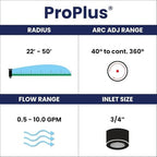 K Rain ProPlus 3/4" Reclaimed Water (RCW) Gear Drive Rotor Sprinkler 4 1/2" Pop-Up | 22' - 50' Spray Distance, 40° - 360° Arc Spray Pattern with Full-Circle | Includes Install Kit (2 Pack) - Image 5
