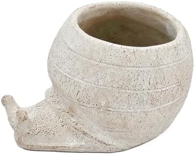 Decorative Snail Planter, 8.3 Inch, Textured Beige - Image 5