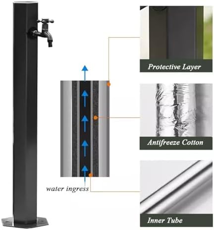 Stainless Steel Antifreeze Outdoor Faucet Post - Durable Freestanding Garden Tap & Hose Holder for Car Washing, Landscape Decor, Vertical Hydrant for Yard & Patio - Image 4