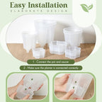 Wonderjune Self Watering Planter, 4.72'', 5.91'', 7.09'', Clear, 12 Pcs - Image 6