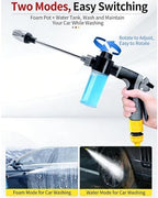 High Pressure Garden Hose Spray Gun, Long Wand Water Jet Nozzle for Car Wash, Driveway & Window Cleaning, Multi-Mode Adjustable Sprayer (Water Gun with Foam Dispenser) - Image 5