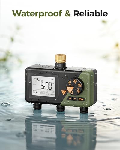 Brass Sprinkler Timer 3 Zone, Diivoo Water Hose Timer 3 Outlet for Garden, Programmable Automatic Irrigation with Rain Delay and Manual/Auto Mode Watering for Lawn, Yard, Pool - Image 6