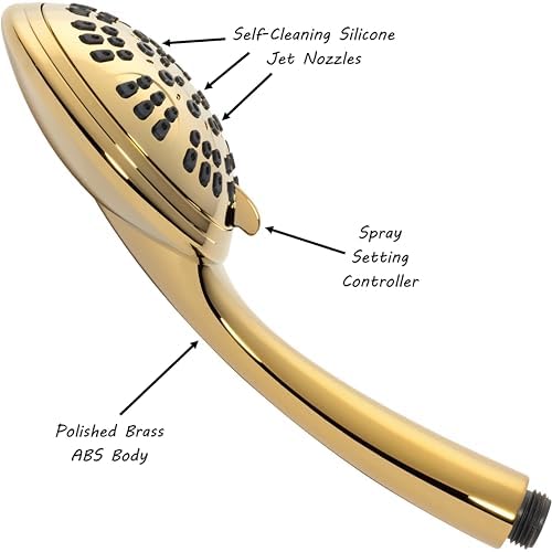 Aqua Elegante Luxury Handheld Shower Kit - 2.5 GPM - Polished Brass - Image 3