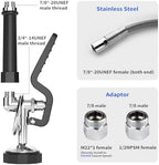 Commercial Sink Sprayer with 45” Stainless Steel Hose, 1.42 GPM Pre Rinse Sprayer, High-Pressure Dish Spray for Restaurant Use, Commercial Faucet Spray Nozzle with Adapters (Black) - Image 2