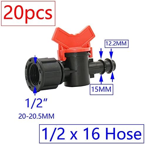 20pcs Drip Irrigation Mini Valve 4/7 3/8/10/12/16/20 /25mm Pipe Garden Tap 1/2 quot; 3/4 Male Thread Water Hose Barb Connector(T) - Image 2