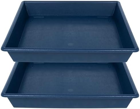 NIMYAU Square Plant Saucer 14 Inch 2 Pack 6 8 10 12 14 16 18 20 Inch, Plant Trays for Pots Heavy Duty Plastic Plant Saucers for Indoors Outdoors, Flower Pot No Holes Plant Drip Trays by NIMYAU