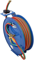 Welding Hose Reel Retractable 1/4 Inch X 100 Foot Twin Rubber Hoses Heavy-Duty Single Arm Construction - Image 2