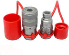 Summit Hydraulics 1/4" NPT Flat Face Hydraulic Quick Connect Coupler Set w/Dust Caps by SummitHydraulics
