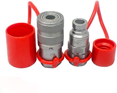 Summit Hydraulics 1/4" NPT Flat Face Hydraulic Quick Connect Coupler Set w/Dust Caps by SummitHydraulics