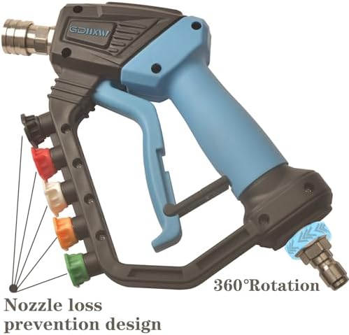 GDHXW Short High Power Pressure Washer Gun with Swivel, 5 Nozzle Loss Prevention Design 5000 PSI For Pressure Washer - Image 3