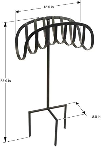 Liberty Garden Freestanding Decorative Powder Coated Steel Manger Garden Hose Holder Storage Stand with 3 Prong Anchor Support, Black - Image 3