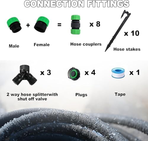 1/2 Inch x 75ft Customizable Soaker Hose System with 50ft Garden Hose, Irrigation Weeping Hose with Reinforced Fittings for Raised Garden Beds, Vegetables, Shrubs - Image 4