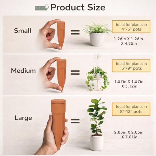 Honeydak 6pcs Small Terracotta Watering Spike with Lid 5'' Garden Vacation - Image 2